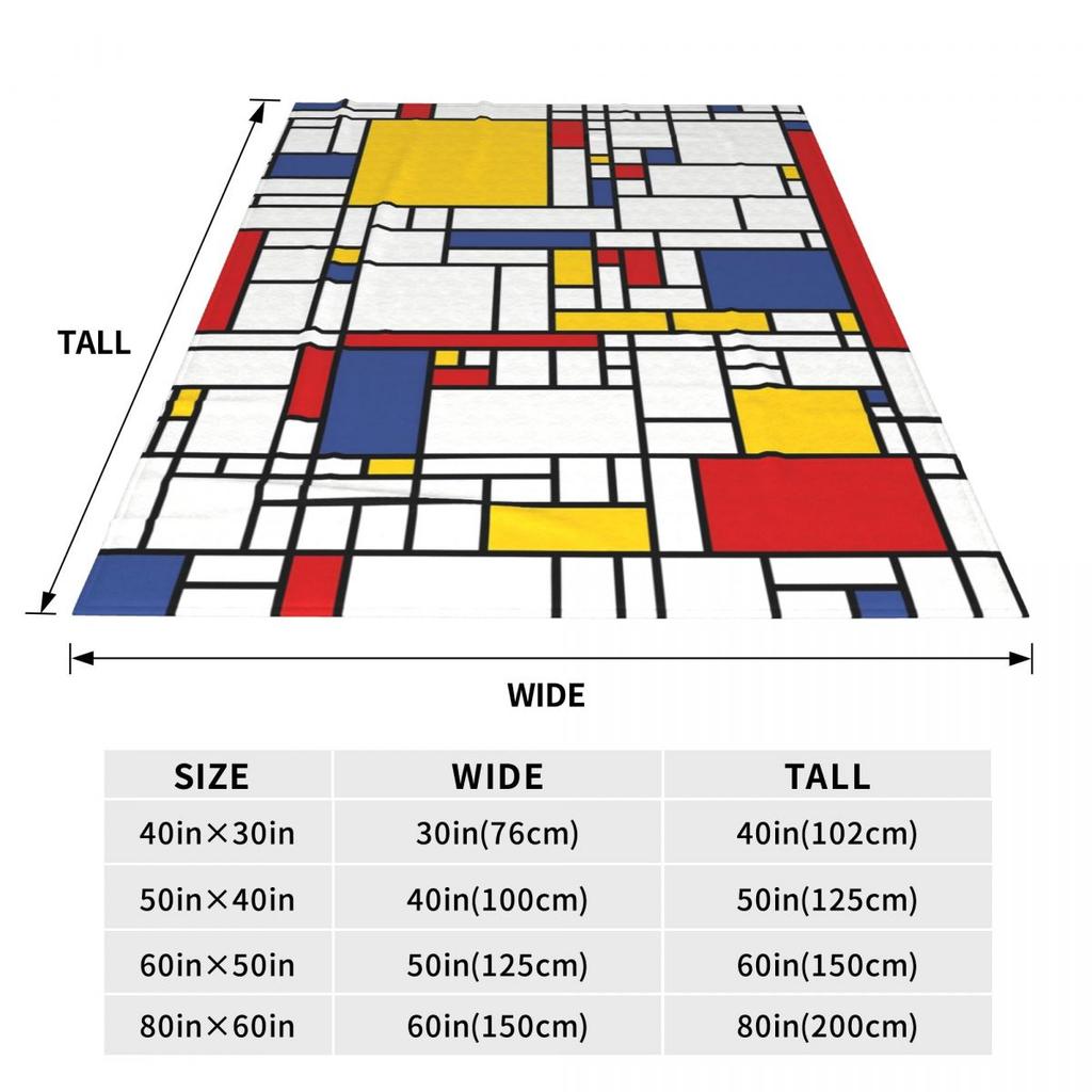 Piet Mondrian Flanelldecke Qualität Superwarm Abstrakte Kunst Bettwäsche Überwürfe Herbst Camping Couch Sessel Ästhetische Tagesdecke