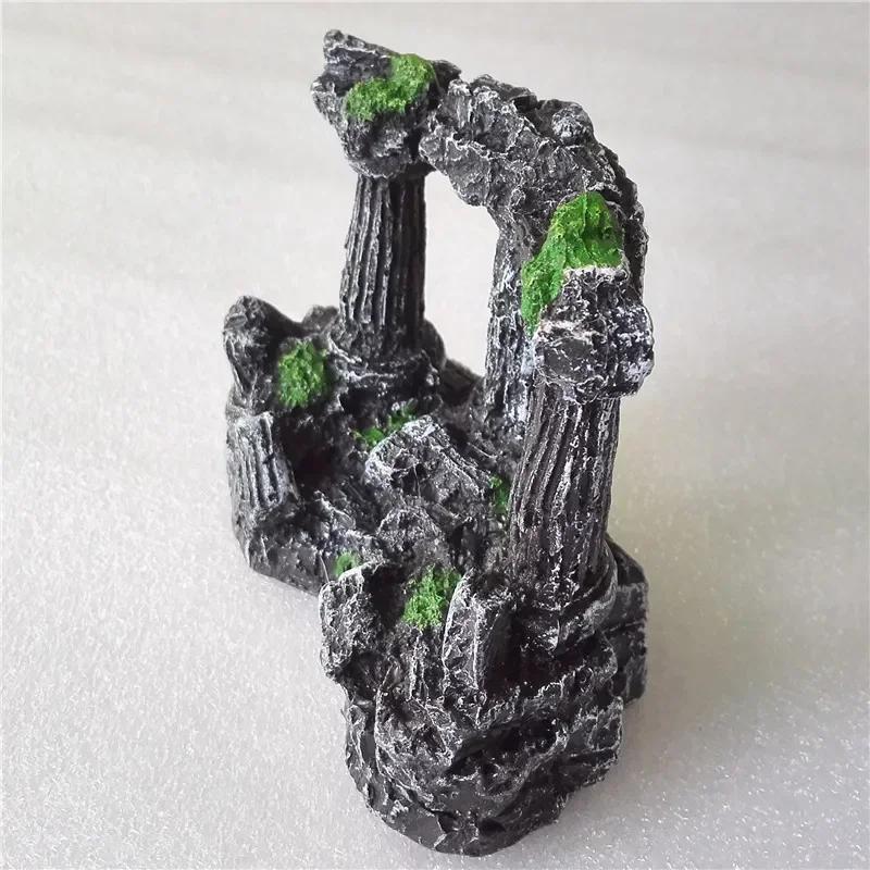 1pcs Fish Tank Decoration Retro Resin Rome Pillar Creative Fishbowl Landscape Decorations Resin Craft Gift Aquarium Accessories