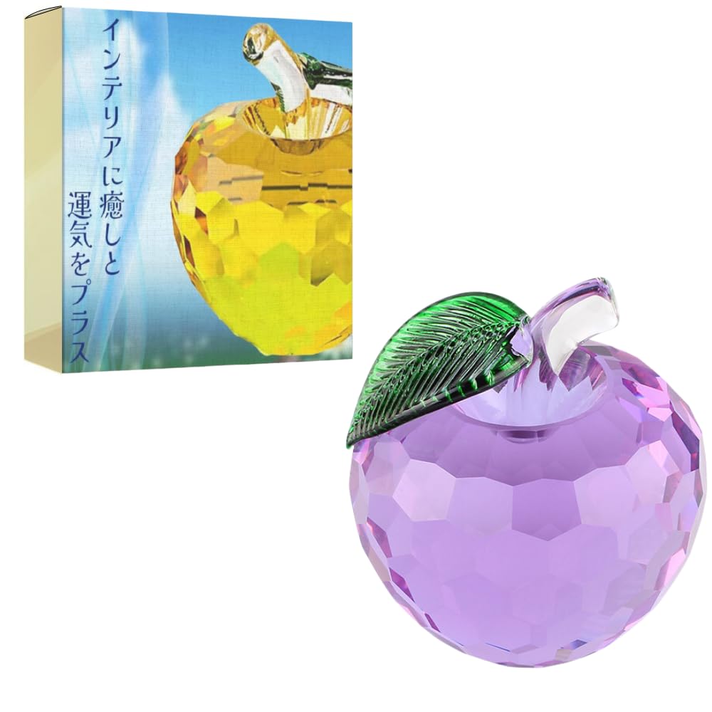 

ideamall Feng Shui Crystal Apple Item, Increases Fortune, Interior Decor, Soothing, Purifying (Purple)