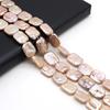 1String, 15×20mm Pink Natural Freshwater Rectangle Pearls 36cm Loose Beads for Handmade Jewelry Craft Supplies, DIY Holiday Gifts