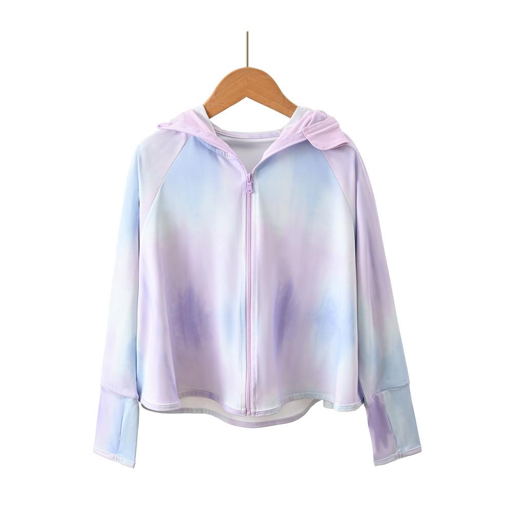 Kids Colorful Ice Silk Sun Protection Coat UPF50+ UV Protection Lightweight Breathable Summer Thin Sun Hoodie for Boys and Girls