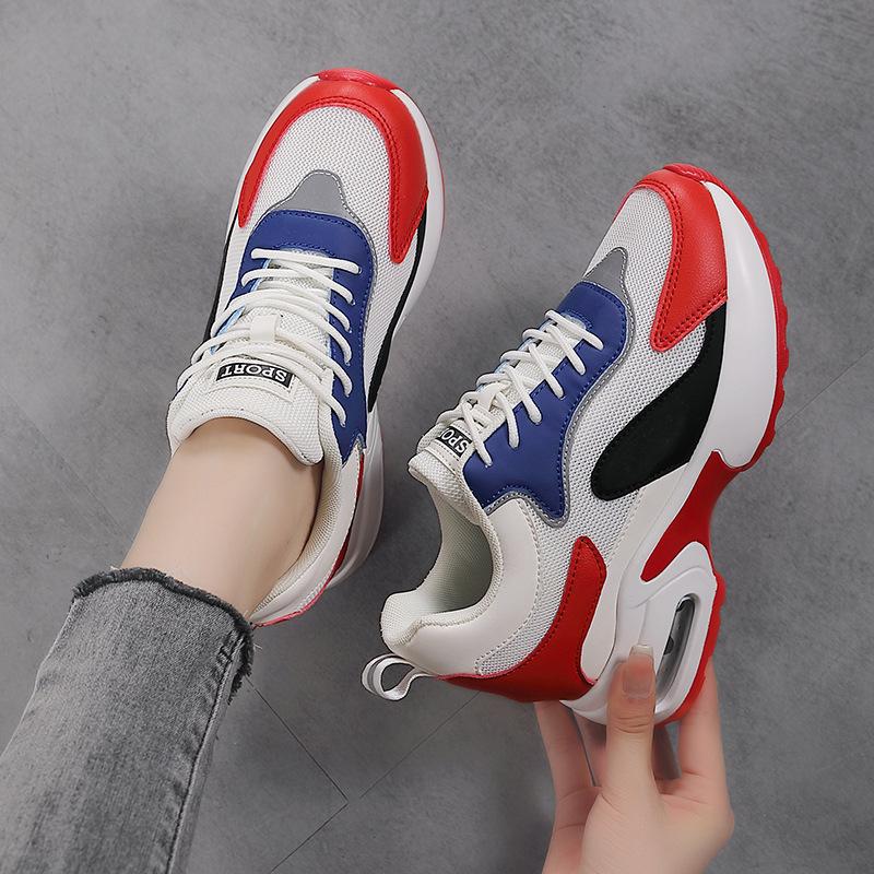 

Women s 2025 Dad Shoes: Breathable, Versatile, Thick-Soled, Height-Boosting Sneakers with Real Air Cushion for Casual Wear 40 червоний