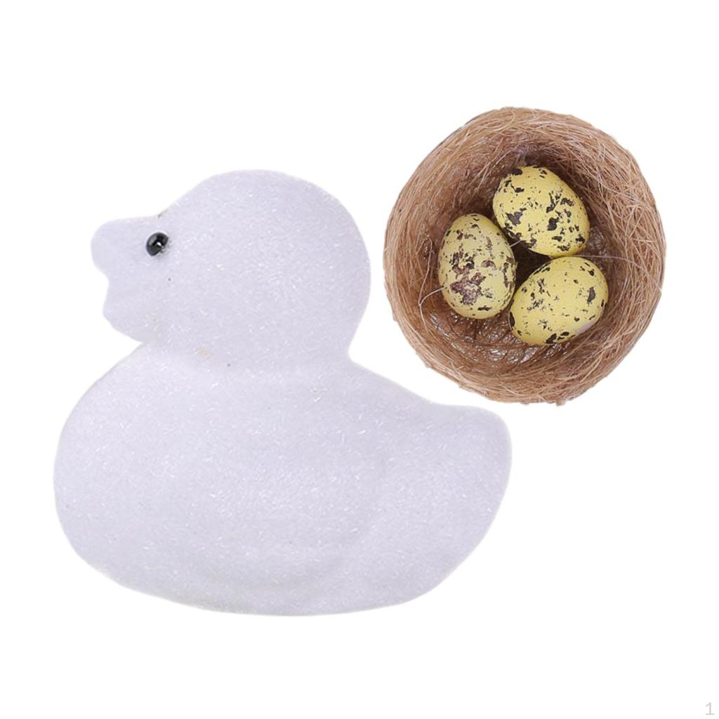Artificial Duck and Bird Nest Egg DIY Craft Desktop Ornament Multifunctional for Children