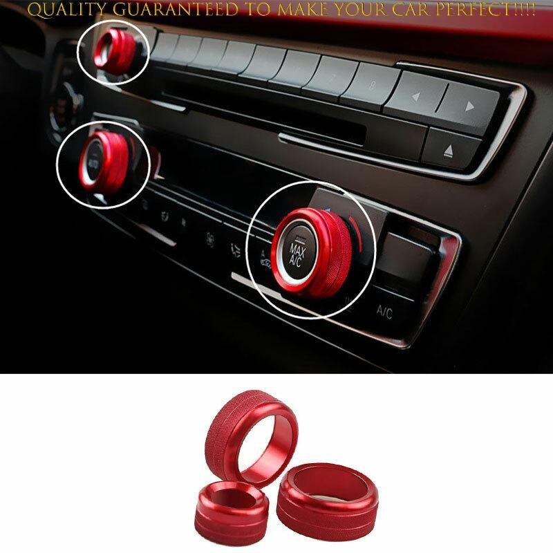 For BMW X5 X6 2008-2013 Red Aluminum Air Conditioning Button Control Ring Trim