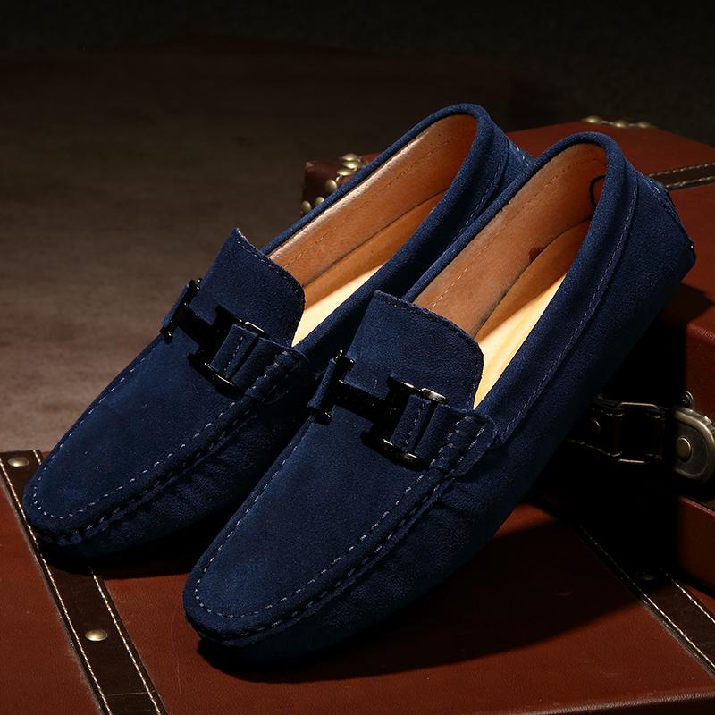 Fashion Classic Mens Loafers Male Summer Soft Shoes Fashion Men's Casual Leather Shoe Suede Casual Flats Breathable Hand-stitching Shoes
