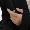 Grid Hollow Baroque 18k Gold Czech Crystal Ring, Colorfast Titanium Stainless Steel, Retro Niche Design for Women