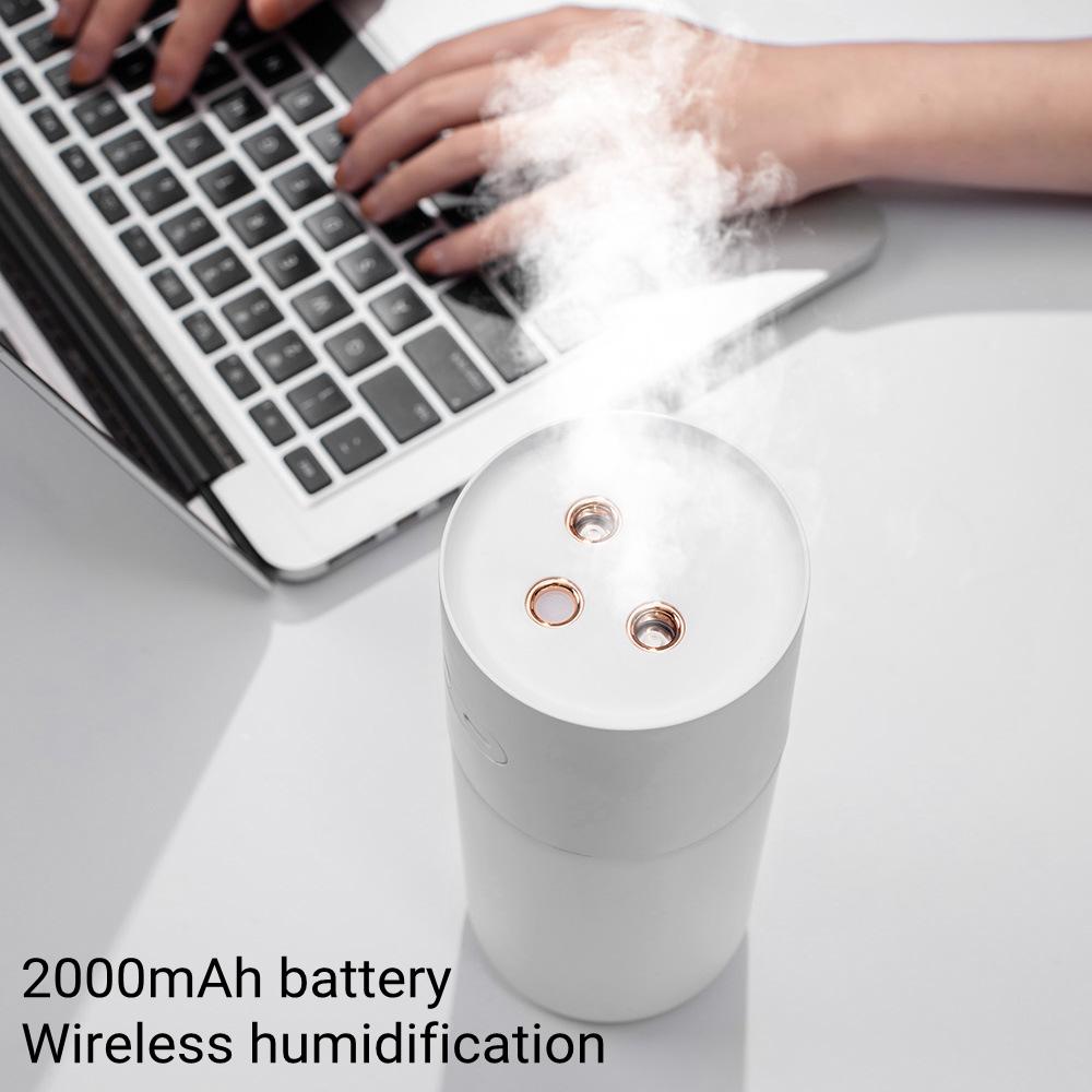 400ml Dual Nozzle Ultrasonic Air Humidifier Usb Charging Water Aromatherapy Diffuser With Warm Lamp Home Wireless Humidificador