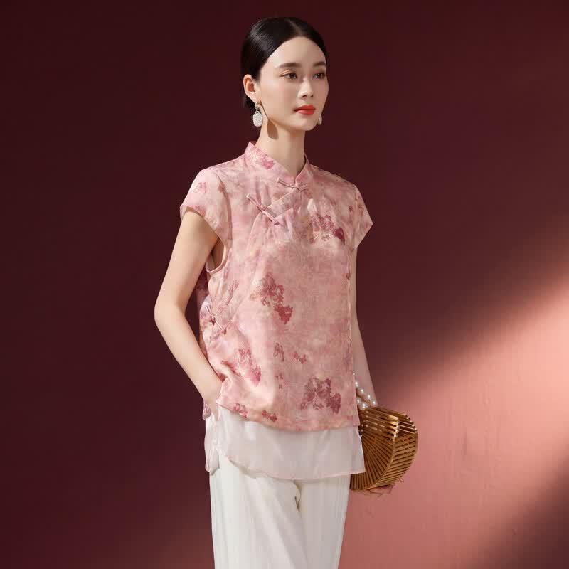 New Chinese Style Jacquard Pankou Shirt for Women