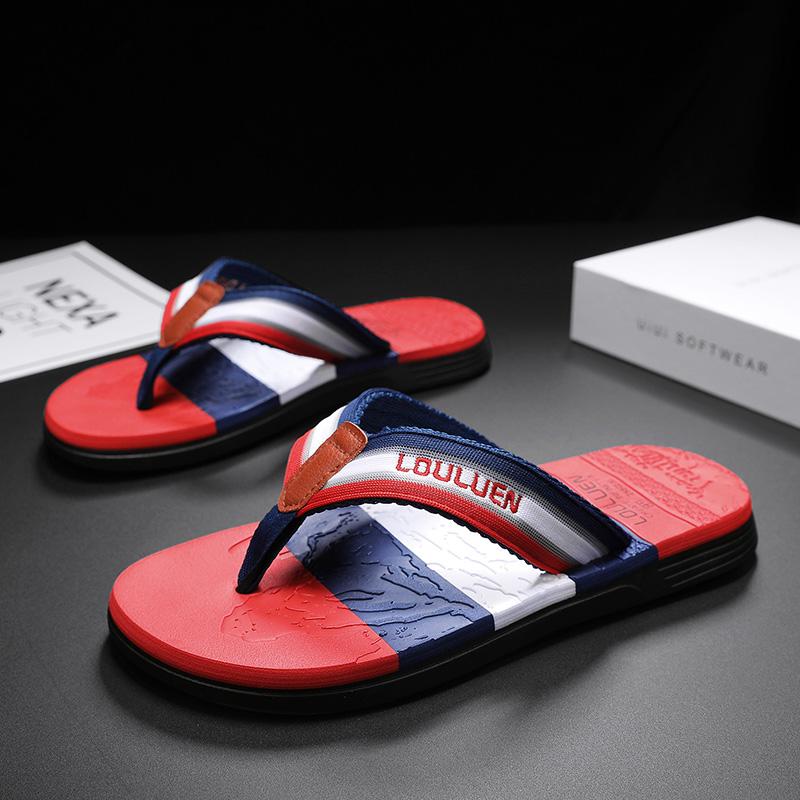 Men Flip Flops Beach Sandals Summer Slippers Non-slip Casual Flat Shoes Slippers Indoor House Shoes for Men Outdoor Slides