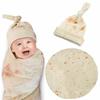 Newborn Swaddle Blanket Cute Infant Sleeping Swaddle Wrap with Hat