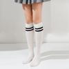 Women Striped Cotton Long Socks Japanese Jk Black White Knee High Stockings Long Tube Leg Solid Color Girls Students Warm Socks