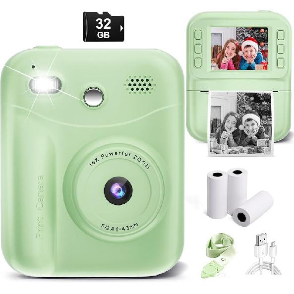 MINIBEAR Kinderkamera Sofortbildkamera für Kinder Digitalkamera Kleinkindspielzeug Weihnachts-Geburtstagsgeschenke für 3 4 5 6 7 8 9 10 Jährige Jungen Mädchen,