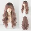 Lange Lockige Haare Damen Perücke mit Pony Täglich Braun Schwarz Rosa Lolita Cosplay Geflochtene Perücken Hitzebeständige Faser Party Kunsthaar