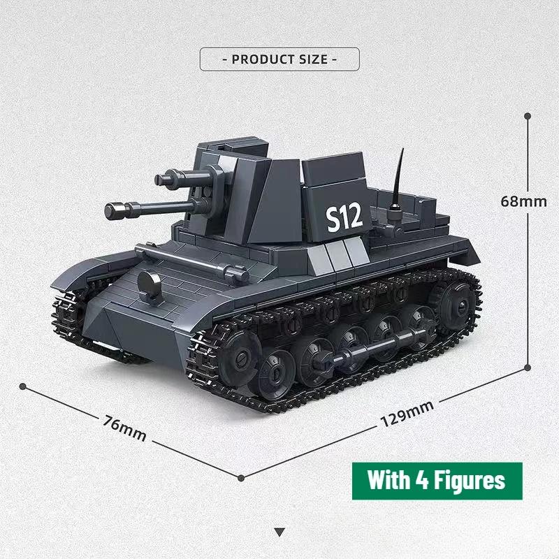 New World War II Military Tractor Light Tank Half-track Motorcycle Vehicle MOC Building Blocks Bricks DIY Assembly Kids Toys