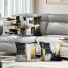 Heimdeko Abstrakt Gold Schwarz Pinselstrich Kissenhüllen Muster Kissenbezug Geeignet für Sofa Schlafzimmer Auto Kissenbezug