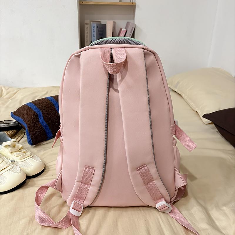 Studenten Farbblock Schultasche Mädchen Rucksack mit großer Kapazität mit Geldbörse