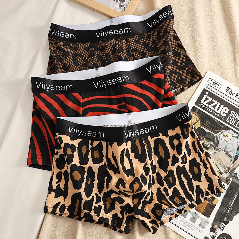Leopard Print Underwear Men Loose Boxer Cotton Man Penis Breathable Mens Boxers Caual Briefs