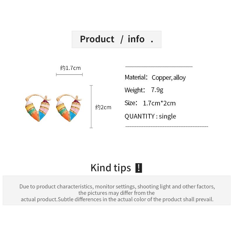 Colorful Heart Ear Buckle New Korean Fashion Women's Earring Precious Hoop Earrings Gold Plating Jewelries Girl Gifts