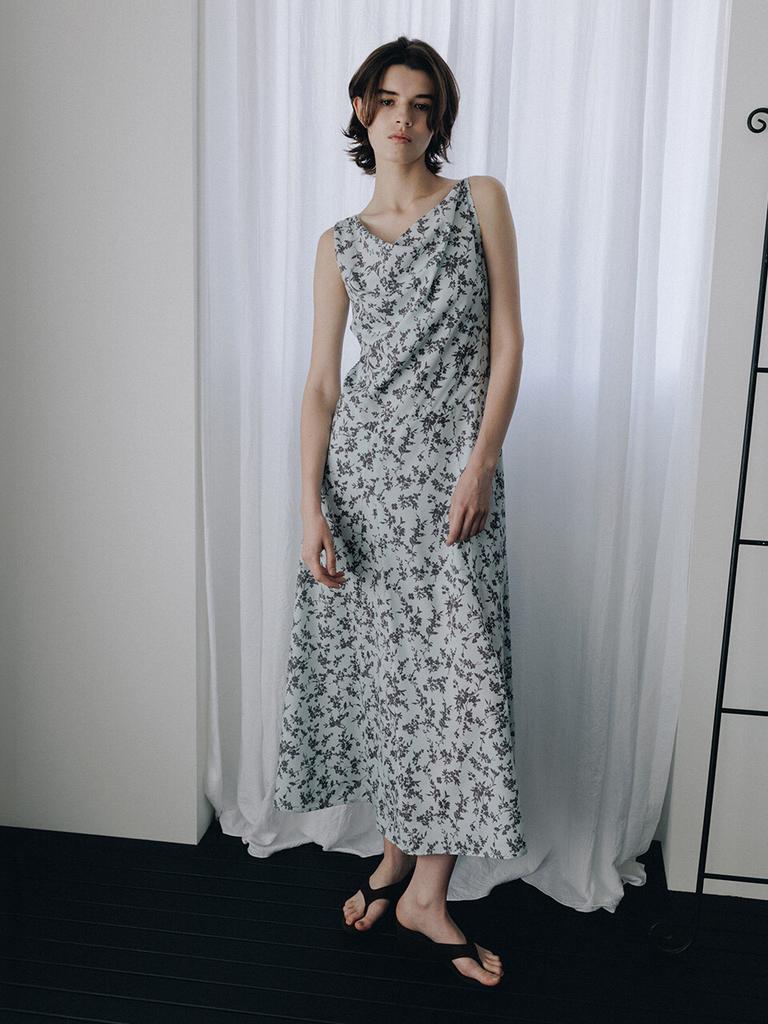 LOEUVRE Asymmetric Cowl Sleeveless Flower Dress Ss6Mo792-Lc