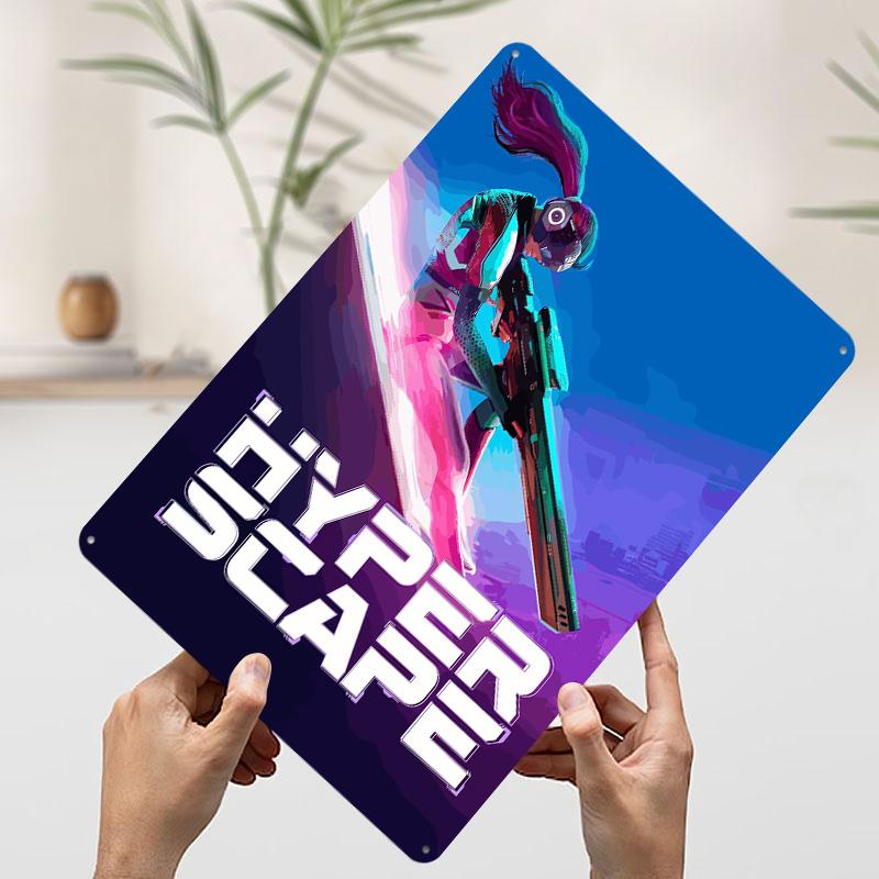 

Hyper Scape Game Printed Poster Customized Wall Art Retro Vintage Metal Tin Signs for Interior Decoration Living Room Decor Men 7.9x11.8In(20x30cm)