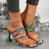 Fashion Summer Women High Heels Sandals New Mix Color Graffiti Sandals Comfortable Squared Toe Transparent Fashion Shoes Slides Women