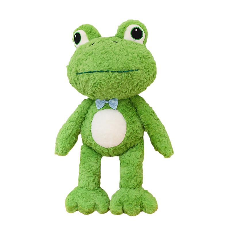 

Frog Plush Pillow With Checkered Bow Decor For Kids Bed Room Decor Gift For Girls 50CM