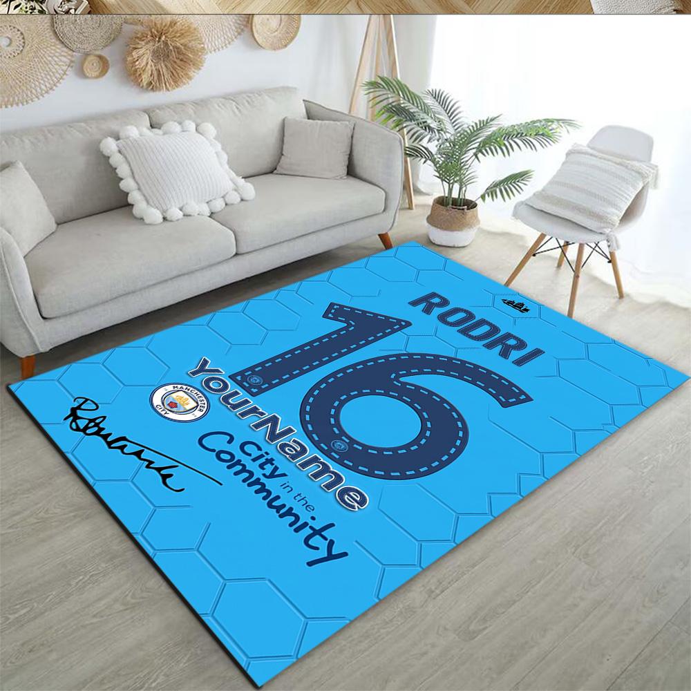 Manchester City Customize Your Name Floor Mat Design for Playrooms Study room Hallway Entryway Anti-slip Rug Anime Office Decor Wedding Party Gift