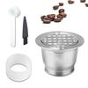 Compatible With Nespresso Stainless Steel Coffee Capsule Reusable Refillable Coffee Capsule Cup Filter with Brush Spoon