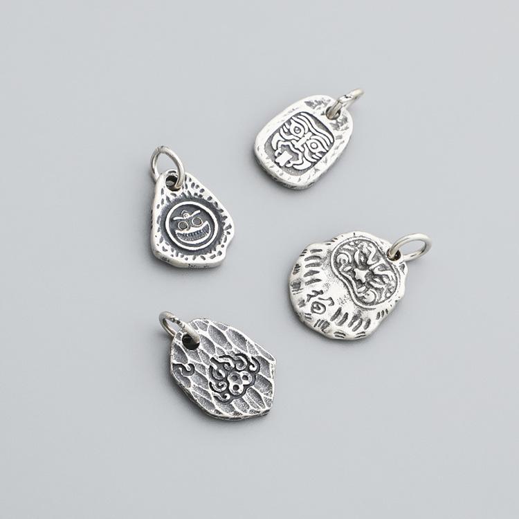 S925 Sterling Silver Tibetan Bodhidharma Pendant for DIY Bracelet or Necklace