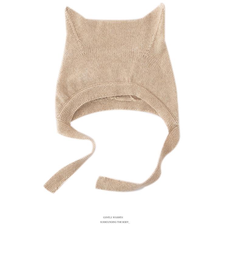100% Pure Cashmere Baby Cat Ear Knit Hat for 1-2 Years – Cozy Autumn/Winter Ear Protection