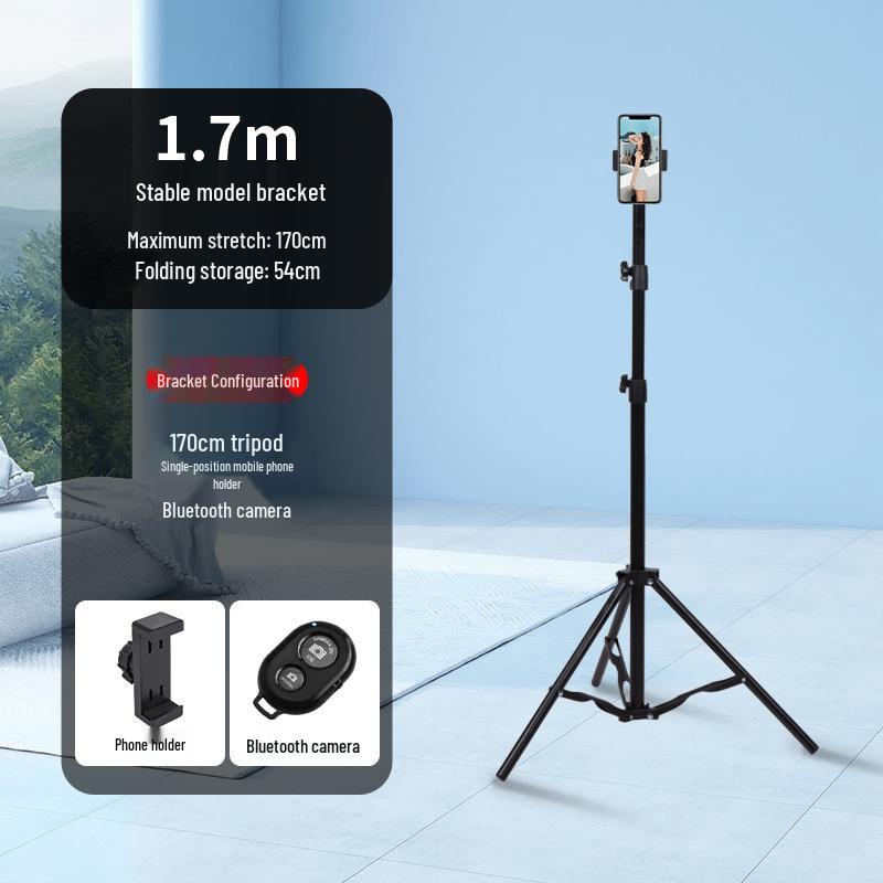 Tragbarer Multifunktionaler Selfie-Stick & Bodenstativ mit Fülllicht für Mobile Live-Streams