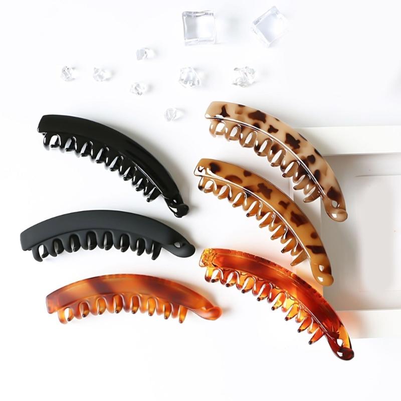 5 Stück Zarte Bananen-Haarspange mit Leopardenmuster für Damen Rutschfester Halt Praktisches Kunststoff-Haaraccessoire für dünnes Haar