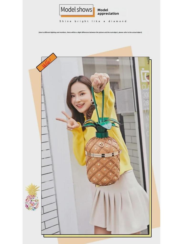 2025 Damska Modna Torba na Ramię w Kształcie Ananasa - Kreatywny i Swobodny Styl Kurierski na Łańcuszku