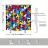 Colorful Jigsaw Puzzle Shower Curtain – Vibrant Playful Bath Decor Red Yellow Blue Black 70x70in Includes Hooks
