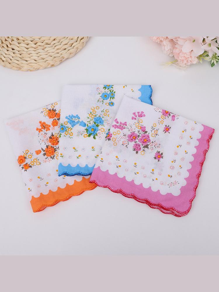 12 PCS Ladies' Handkerchiefs Small Cotton Handkerchiefs Pure Cotton Classic Sweat Wipes Women's Handkerchiefs Square Scarves
