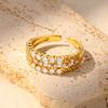Zircon Geometric Ring For Women Gold Color Openning Stainless Steel Ring Wedding Waterproof Jewelry Gift Anillos Mujer