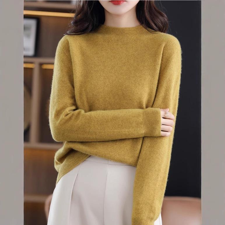 

Женский свитер с полувысоким воротником, пуловер, свитер с длинными рукавами, свитер базовой вязки свободного кроя XL