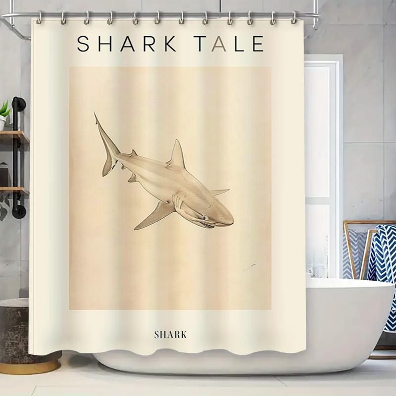 

Shark Tale Shower Curtain Modern Home Decor With Tinted Waterproof Fabric Perfect For Bathroom Decoration W60H190(CM)-1 Pcs