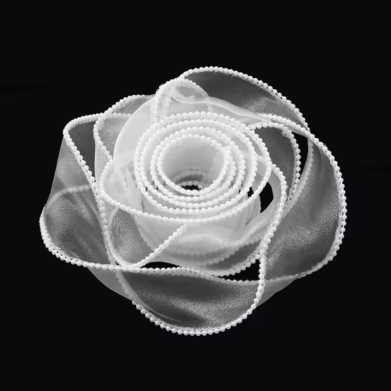 Pearl Fish Tail Yarn Flower Gift Bouquet Packaging Ribbon, Bow Mesh Pearl Ribbon