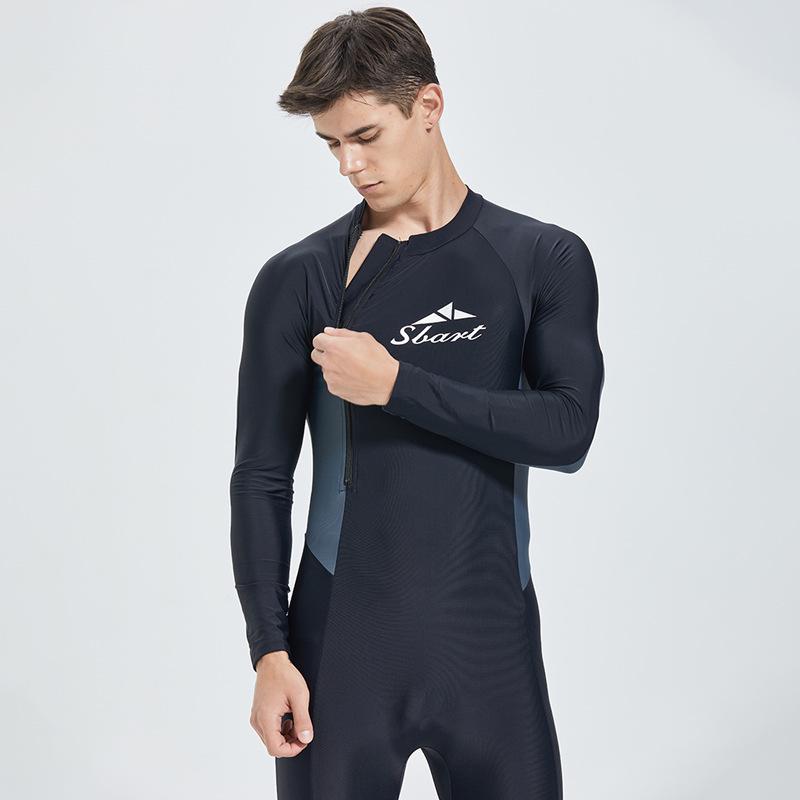 Fato de Banho Masculino de Manga Comprida de Secagem Rápida Ajustado: Proteção Solar, Alta Elasticidade, Respirável, Sem Bojo, Perfeito para Viagens e Férias.