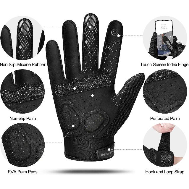 INBIKE MTB Mountain Bike Gloves Touchscreen With Thicken EVA Padded & TPR Knuckle Protection For BMX MX ATV Motorcycle