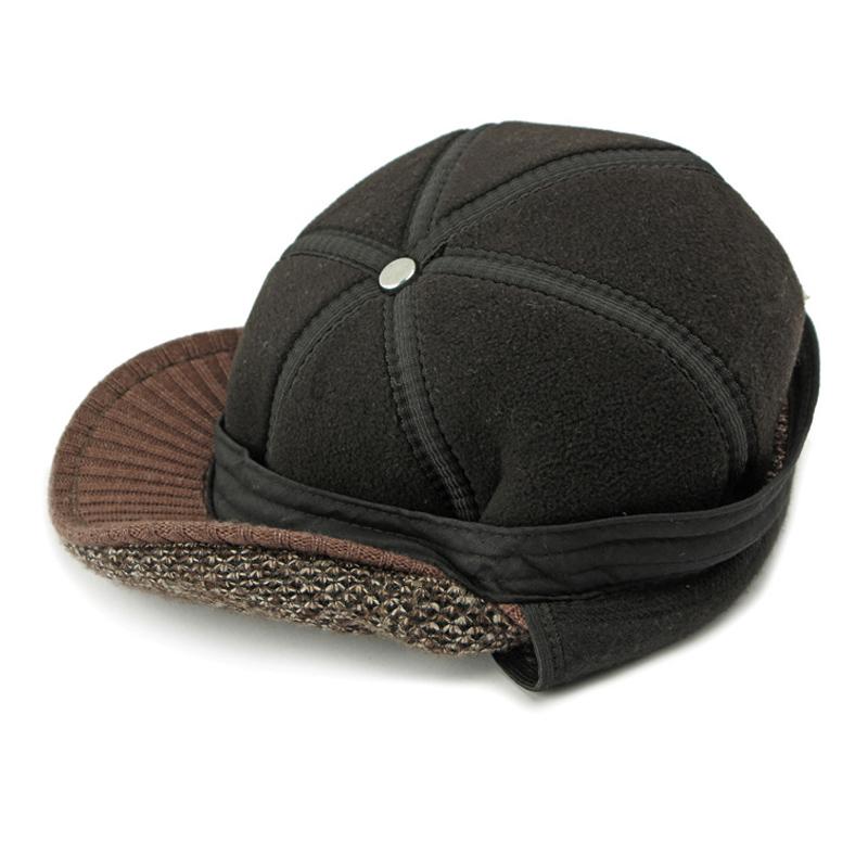 Wollmütze für Herren im mittleren und älteren Alter, Herbst- und Wintermütze, dicke warme Baskenmütze aus Samt, Ohrenschutz, Schirmmütze