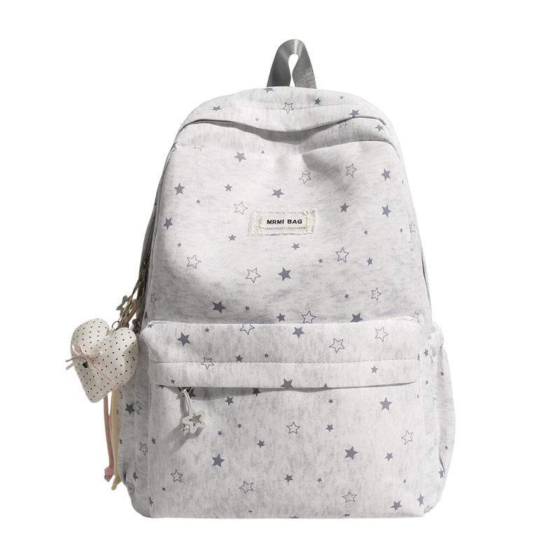 Cute Star Print Backpack for Women Lightweight Casual Daypack Travel School Bag with Multi Pockets