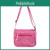 Nylon Square Shoulder Bag With Transparent Compartment For Daily Casual Use