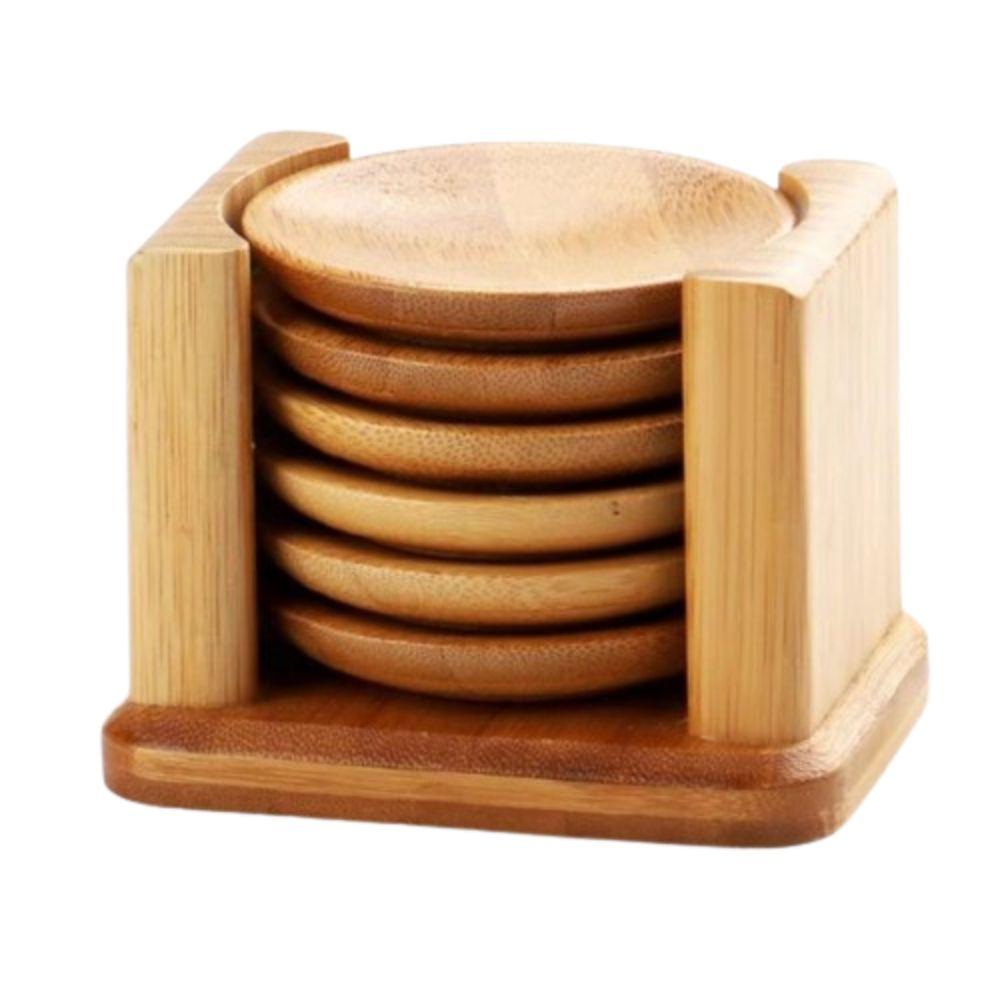 6Pcs with Storage Holder Cup Rest Holder Portable Cup Tray  Tabletop Protection Round