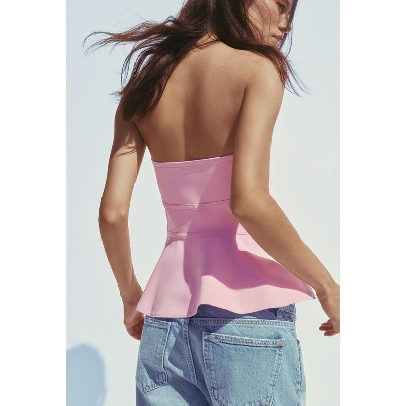 Summer New Product Women's Clothes French Strapless Design Straight Collar Sweet Bowknot Decoration Tube Top Tops 4661053