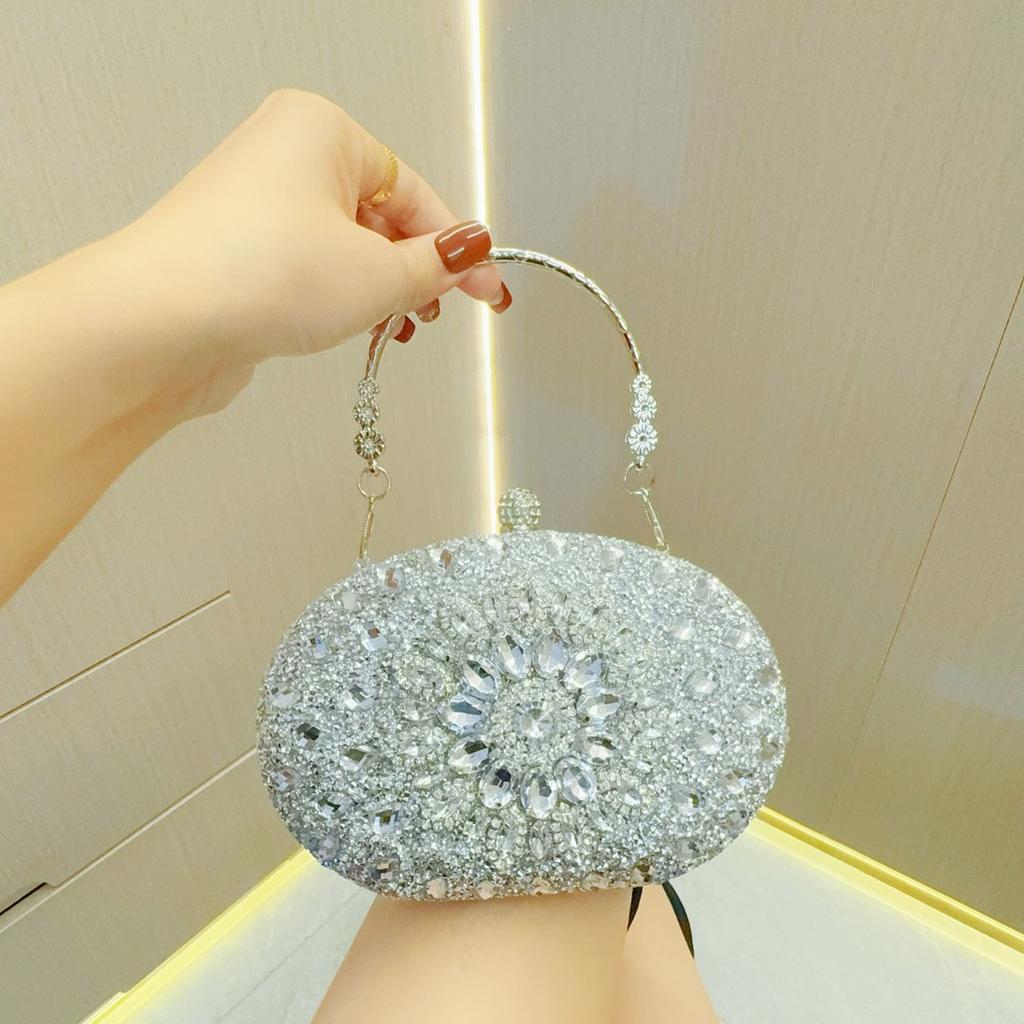 Textured Water Diamond Bag Banquet Clutch Bag Diamond-encrusted Hand-held Dinner Bag Cheongsam Bag