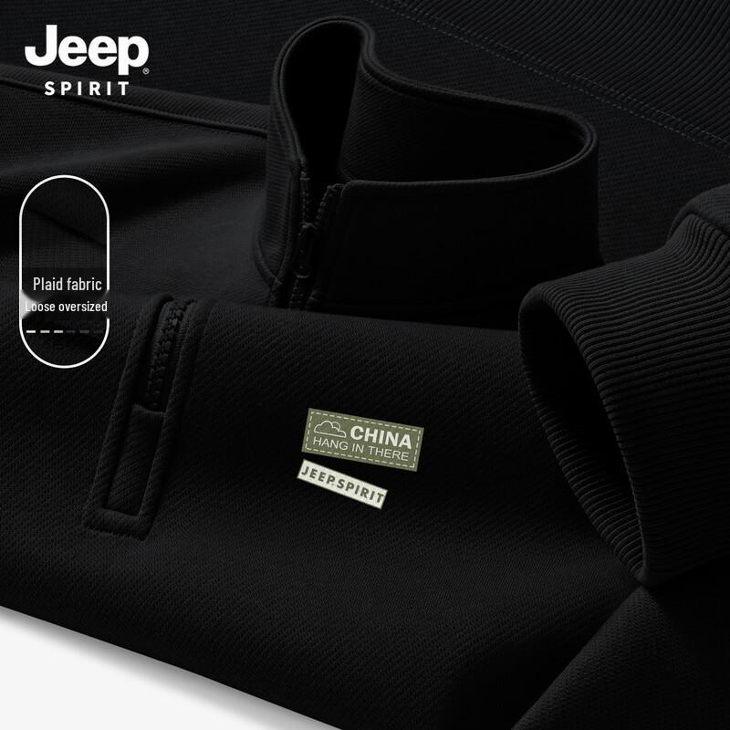 JEEP SPIRIT Men's Half-Zip Stand Collar Pullover Sweatshirt