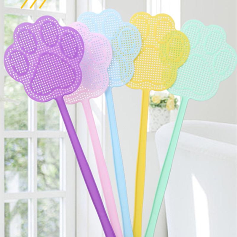 

5pcs Palm Pattern Plastic Flyswatters Durable Hollow Long Handle Manual Flapper Pest Control Fly Swatters Kitchen Tools