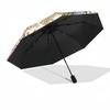 1pc Sturdy 8-Bone Auto Umbrella, Ethereal Floral Husky Umbrella, Digital Printed, Foldable Umbrella for On-the-Go Outdoor Use
